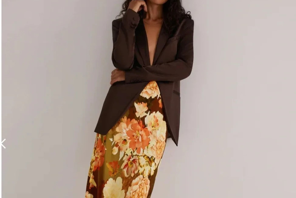 Favorite Daughter The Satin Blazer Chocolate Brown Sz Large